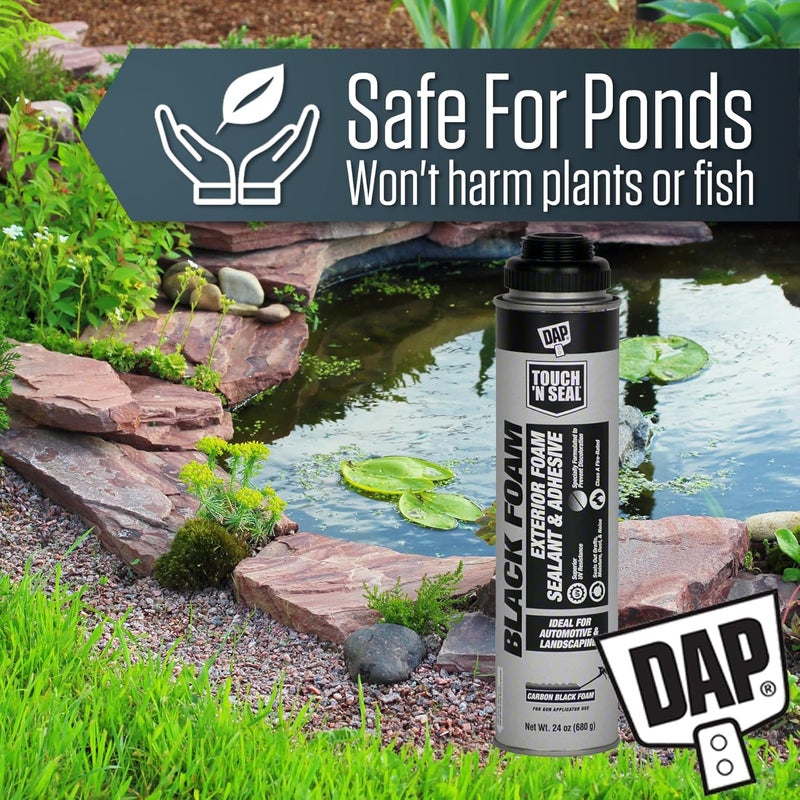 AWF PRO DAP Touch N Seal Black Spray Foam Sealant for RV, Pond, Waterfall & Landscape - UV Resistant, Class A Fire Rated, Waterproof, Polyurethane Adhesive with Gloves and Foam Gun (Pack of 3) - Image 3